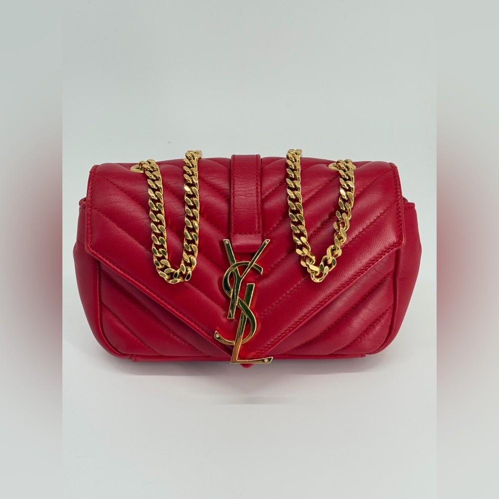Saint Laurent Shevron College Baby Leather Crossbody Bag - Picture 2 of 16